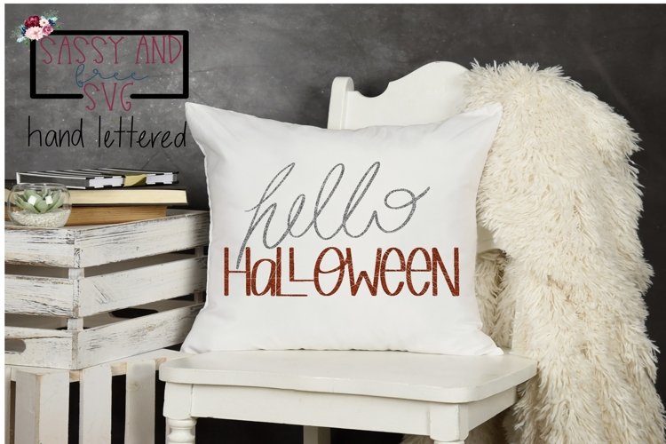 Hello Halloween Hand Lettered SVG example image 1