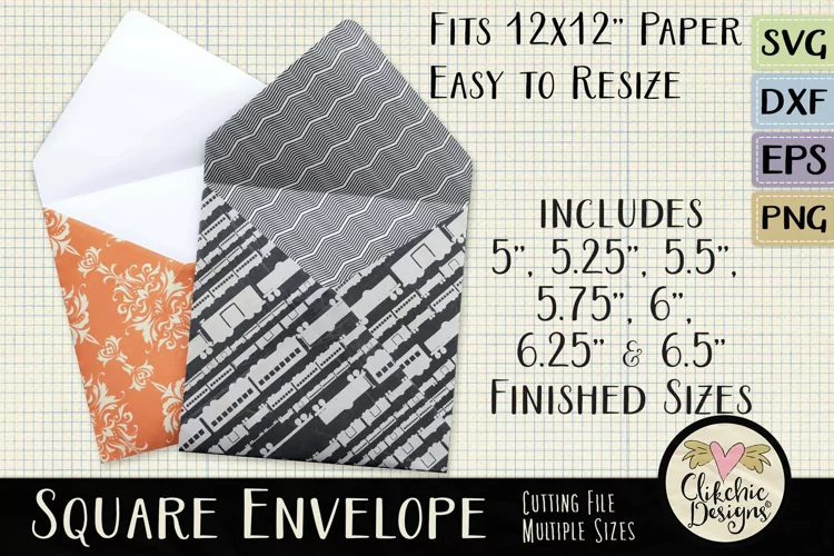 Square Envelope SVG - Square Envelope Cutting File Template