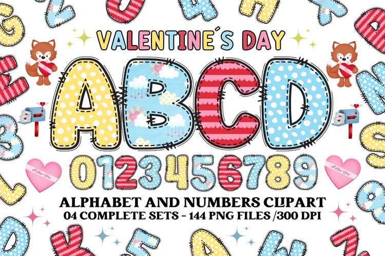 Valentine Alphabet Clip Art, valentines day letters doodle