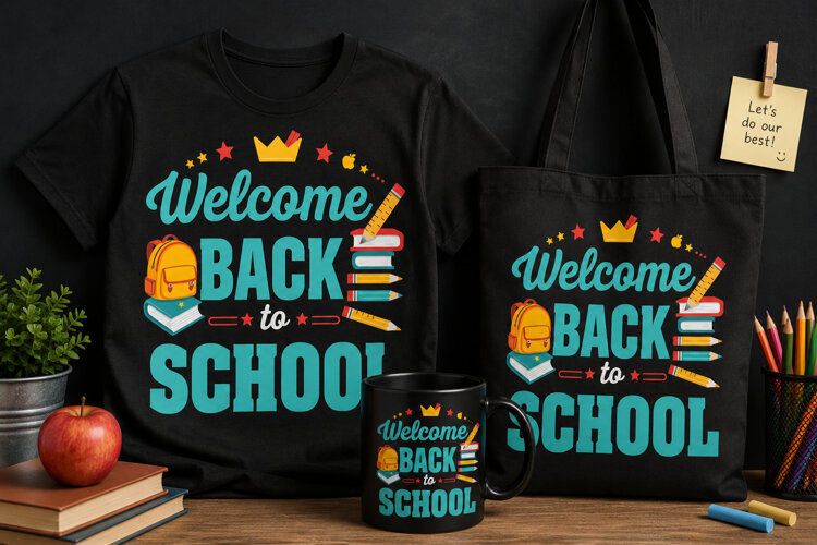 Welcome Back to School PNG | Cute Teacher School Design example image 1