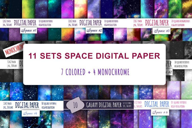 110 galaxy backgrounds. Space digital paper example image 1