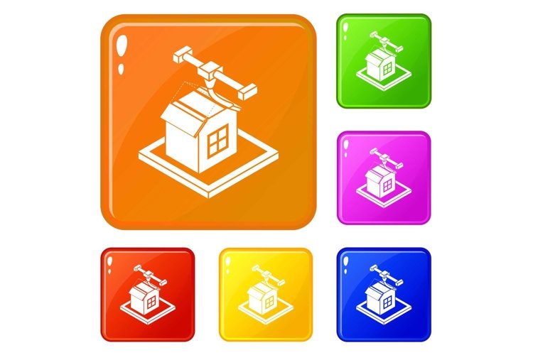 House d printing icons set vector color