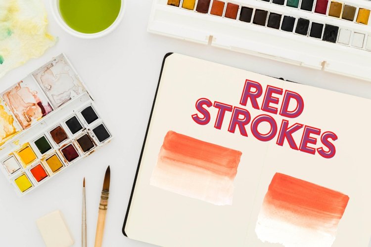 Red Logo Watercolor Elements, Two Tone Red Watercolo Stroke example image 1