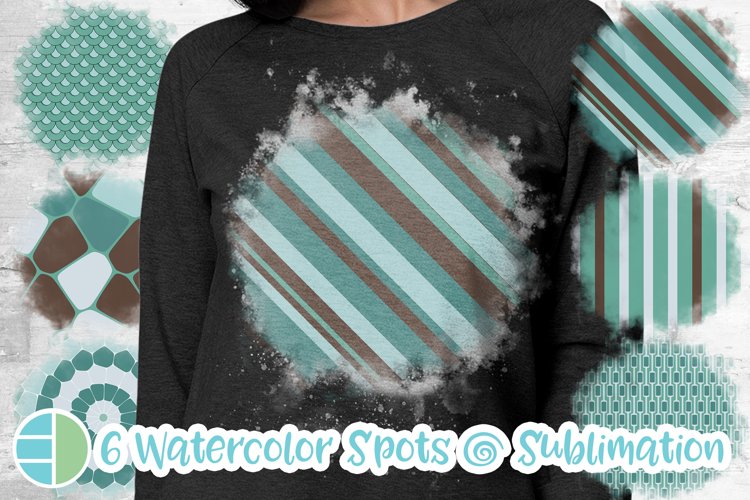 Bleach Effect Sublimation Bundle Watercolor - Turquoise example image 1