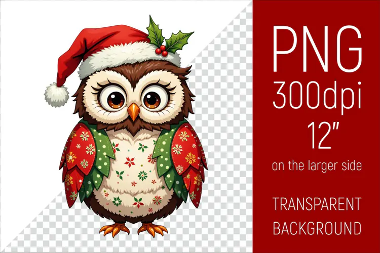 Christmas Owl PNG | Christmas Sublimation Design