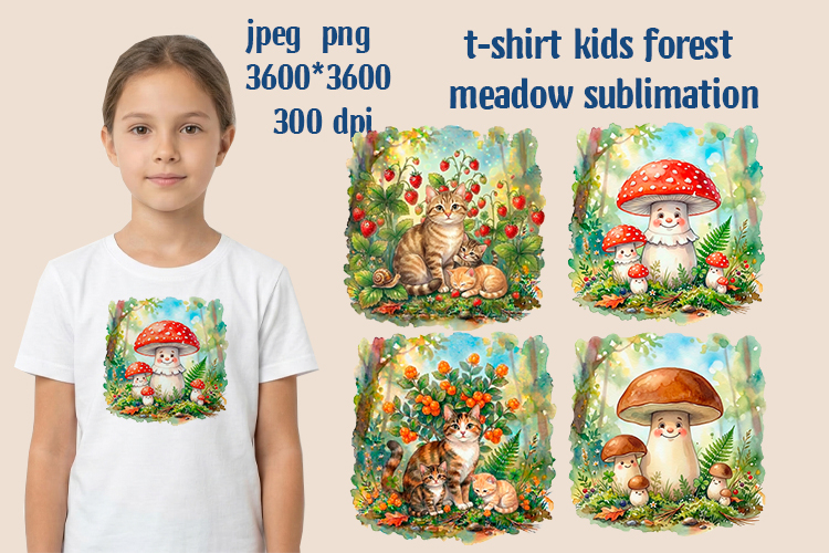 T-shirt kids forest meadow sublimation