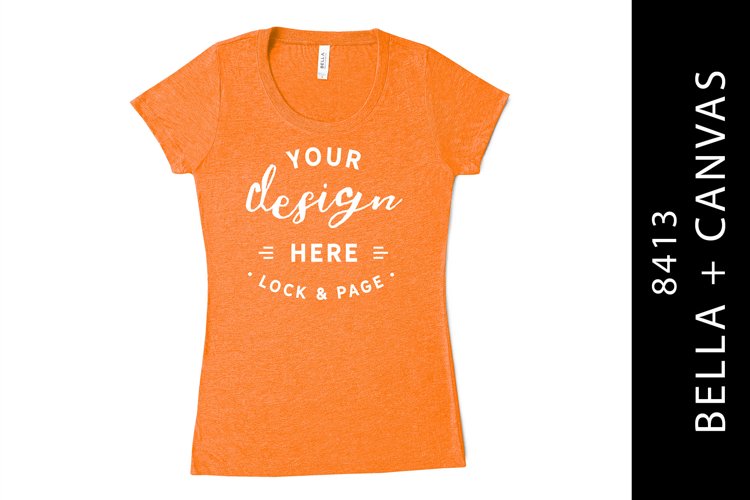 Orange Bella Canvas 8413 Triblend Mockup T-Shirt On White example image 1