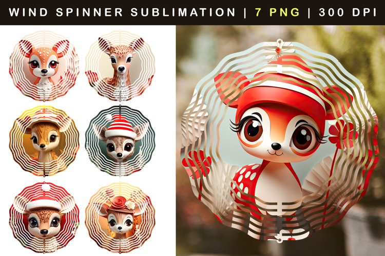 Christmas Deer Wind Spinner Sublimation Bundle