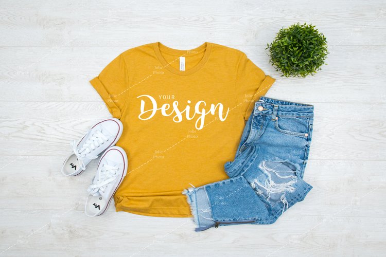 Bella Canvas Mockup 3001 Heather Mustard T-shirt (896434)