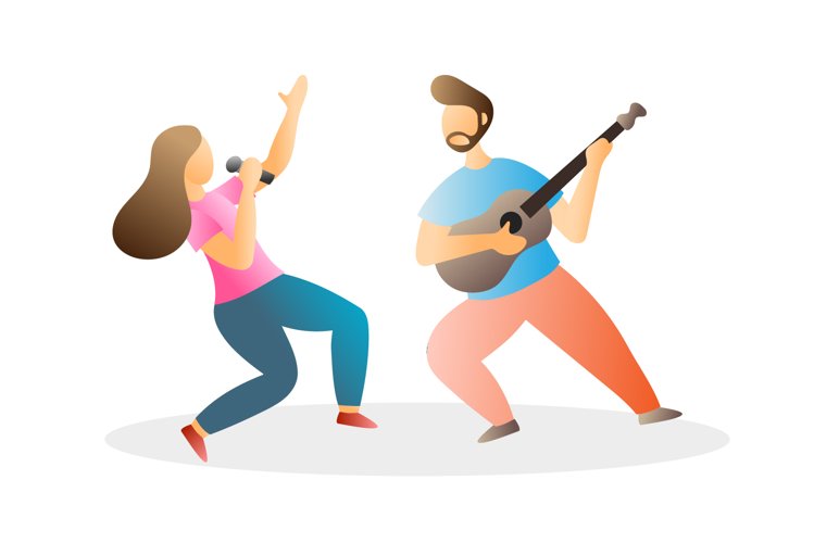Vector illustration singing playing guitar character example image 1