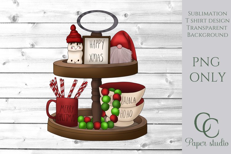 Sublimation design Christmas farmhouse Two tier tray display example image 1