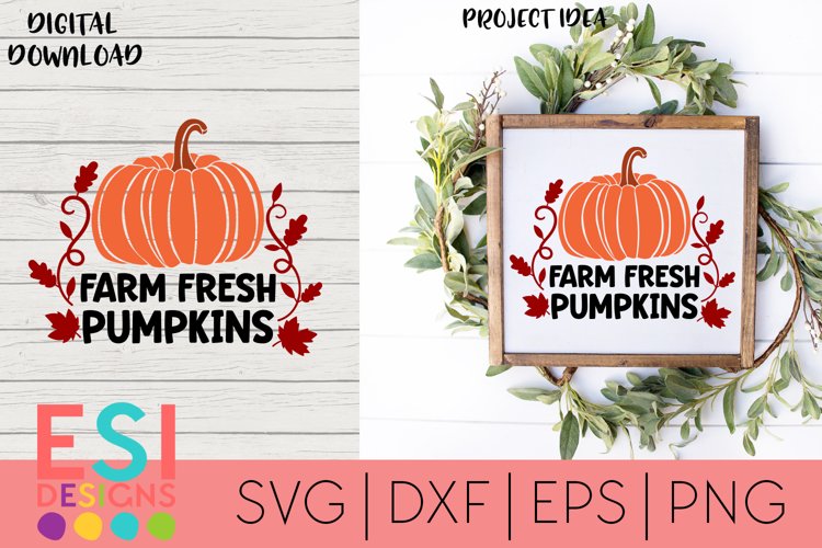 Fall / Autumn SVG | Farm Fresh Pumpkins | Quotes SVG example image 1