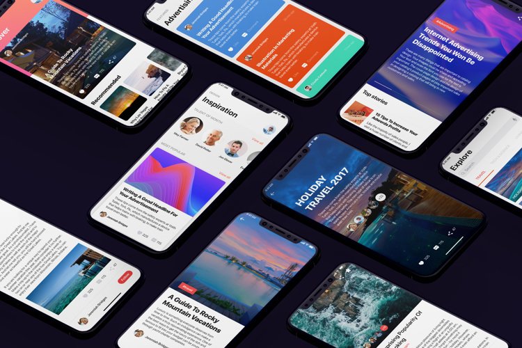 Social Mobile UI Kit for iphoneX example image 1