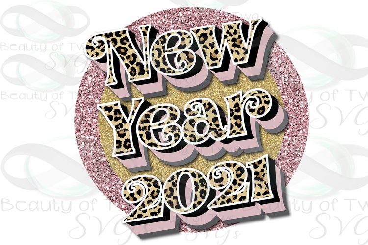New Year Cheetah png, New Year 2021 Retro Sublimation Design example image 1