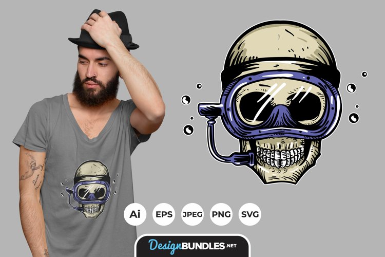 Diving Skull for T-Shirt Design example image 1