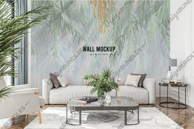 Wall mockup - Wallpaper mockup - Living room example image 1