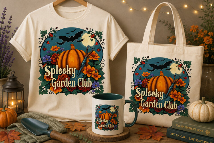 Spooky Garden Club PNG | Halloween Pumpkin Gardening example image 1