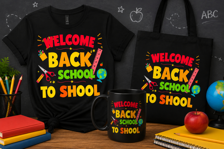 Welcome Back to School PNG, Classroom Supplies Clipart
