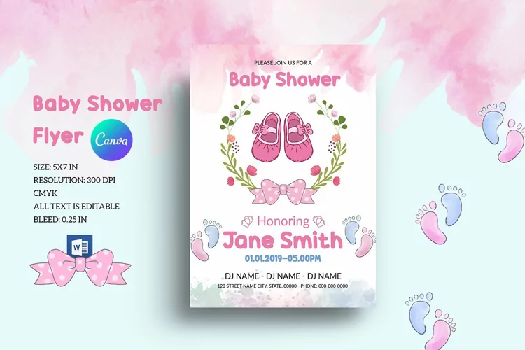 Baby Shower Invitation Template. Canva