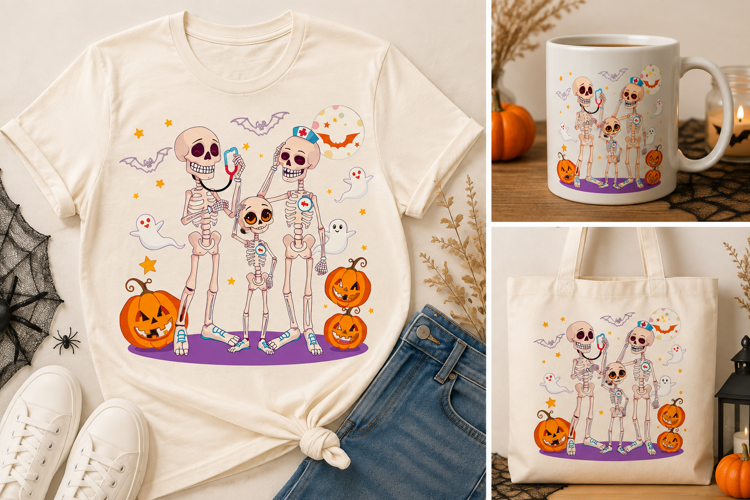 Halloween Skeleton Nurse PNG | Spooky Medical Halloween Desi