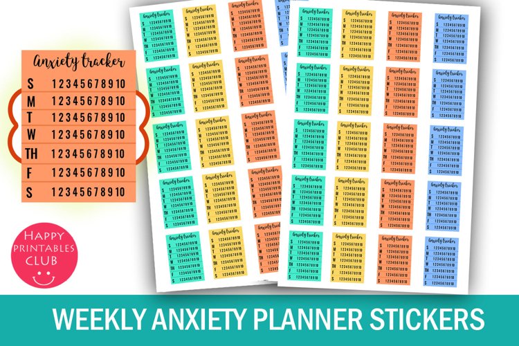 Weekly Anxiety Tracker Planner Stickers I Health Stickers example image 1