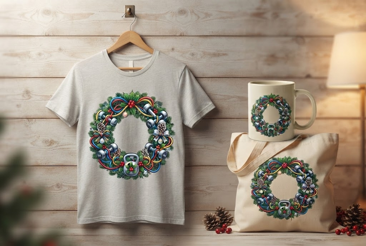 Fitness Christmas Wreath Workout Art