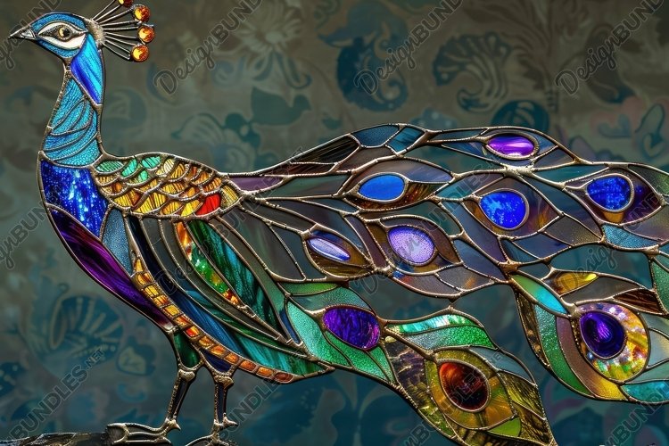 Stained Glass Peacock Background Wallpaper