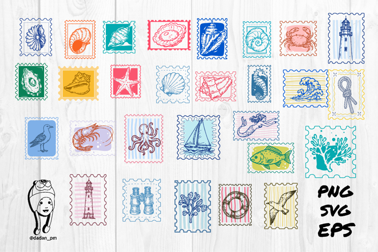 Mega Bundle Vintage Sea Life Aesthetic Stamp
