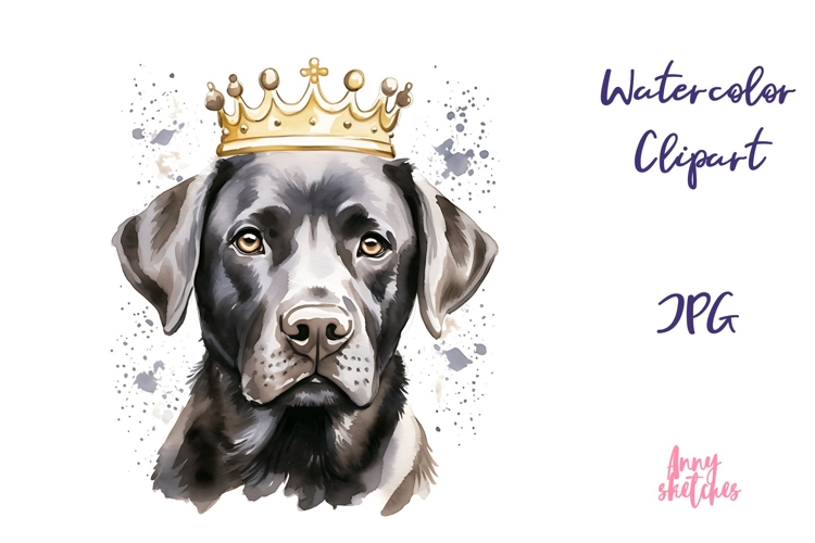 Labrador Retriever Watercolor Clipart in a Birthday Crown