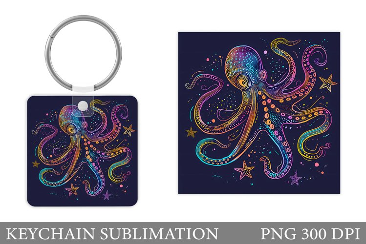 Octopus Keychain Design. Sea Keychain Sublimation example image 1