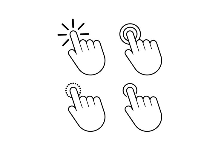 Set Hand cursor icon click. Vector stock illustration. example image 1