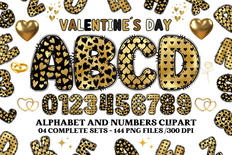 Valentine Alphabet Clip Art, valentines day letters doodle