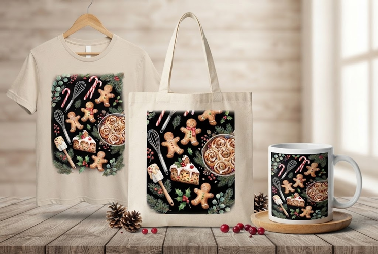 Sweet Holiday Baking and Gingerbread Watercolor Art