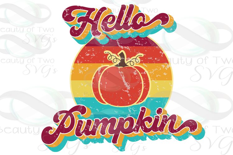 Hello Pumpkin Vintage Retro Distressed Sublimation png 300 example image 1