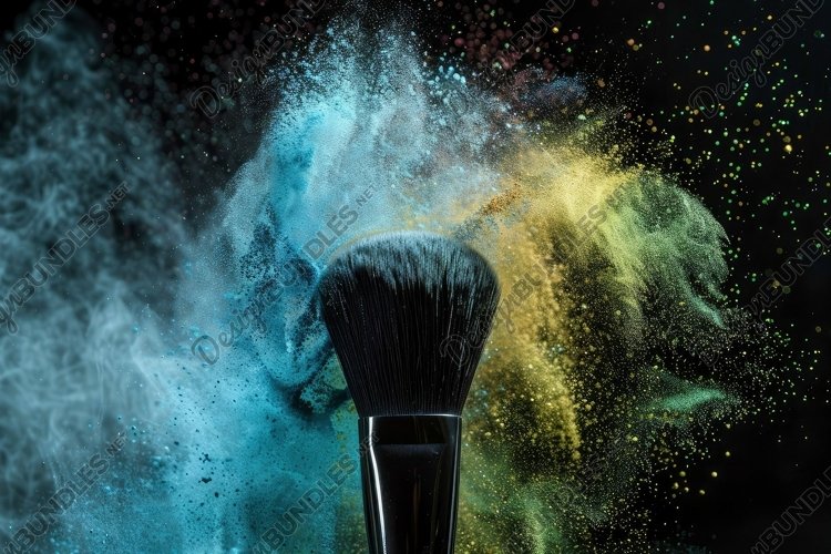 Colorful Powder with Brush Background Wallpaper example image 1