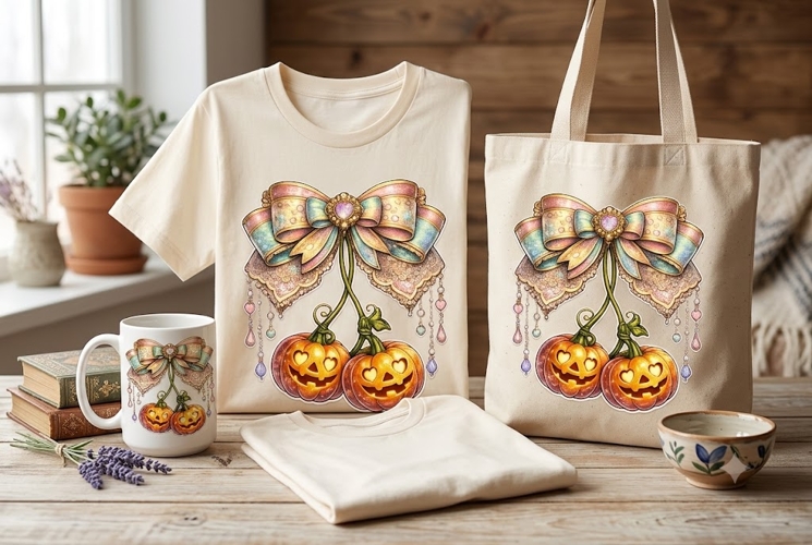 Coquette Halloween Bow PNG, Pastel Pumpkin Bow Sublimation C