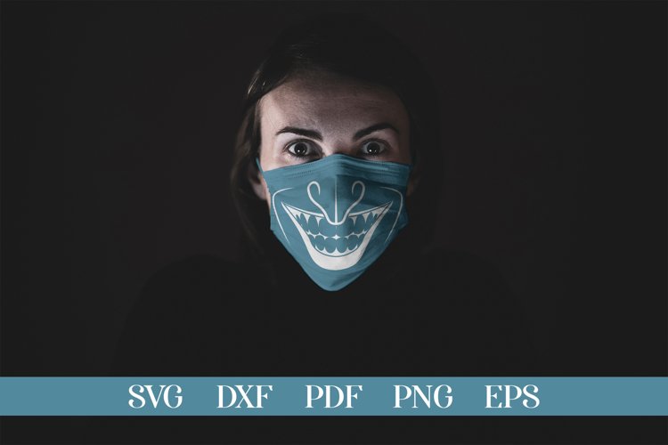 Funny Face Mask SVG, Joker Face Mask, Face Mask SVG DXF PNG example image 1