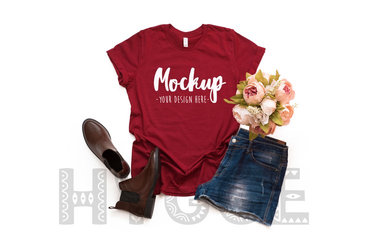 Tshirt Mockup Bella Canvas 3001 Cardinal Red Tshirt Mockup