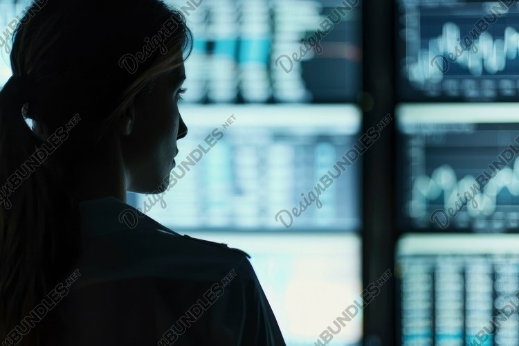 Woman Cybersecurity Analyst Monitors Network Traffic example image 1