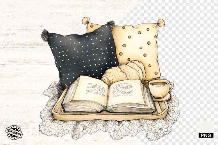 Whimsical Coquette Reading Books PNG - Reading Clipart
