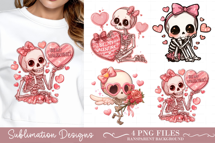 Valentines day clipart Funny Valentine Skeleton girl Clipart