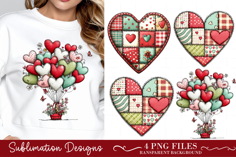 Patchwork Valentines Day Clipart