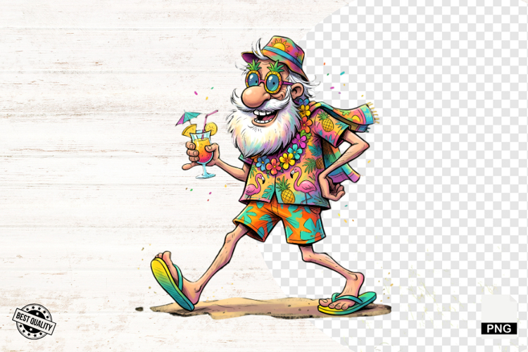 Whimsical Summer Beach Grandpa PNG - Beach Clipart