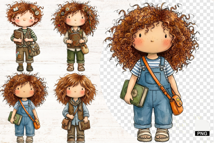 Whimsical Bookish Girl PNG - Bookish Sublimation