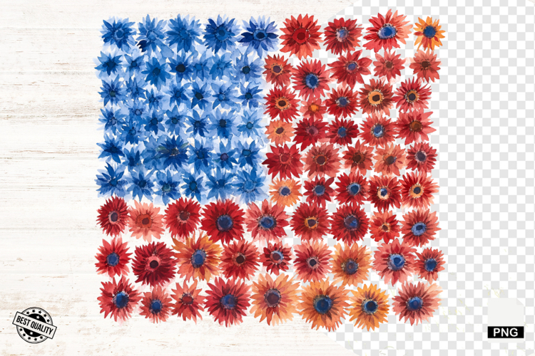 4th Of July Floral American Flag Png