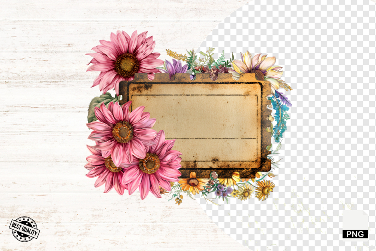 Summer Floral Tags PNG - Ticket Clipart