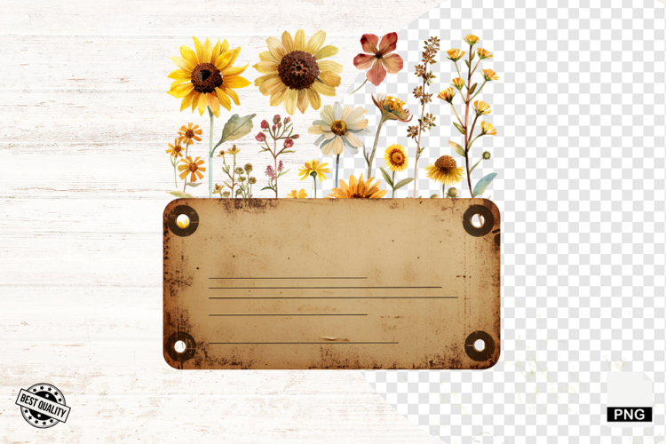 Summer Floral Tags PNG - Ticket Clipart