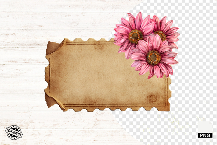 Summer Floral Tags PNG - Ticket Clipart