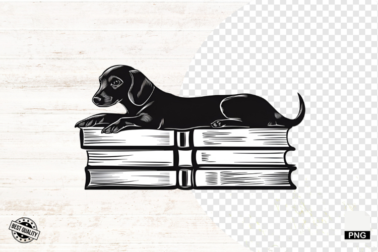 Dog Silhouette Love Reading Png - Dog Clipart