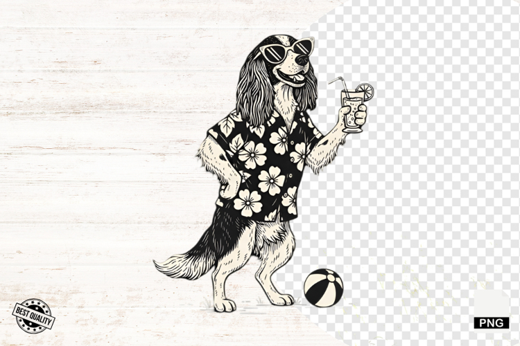 Vintage Summer Dog Png Sublimation - Summer Dog Clipart